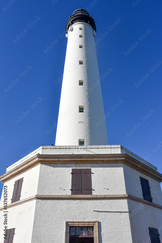 Biarritz, France - 15 Jan, 2023: Winter views of the Phare de Biarritz (Biarritz Lighthouse) and the Grand Plage Biarritz, France - 15 Jan, 2023: Winter views of the Phare de Biarritz (Biarritz Lighthouse) and the Grand Plage