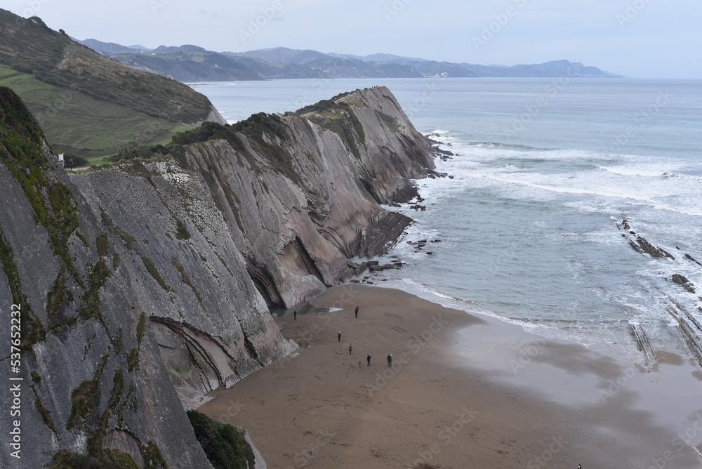 Flysch Rock formations on the Basque Coast. Zumaia, Gipuzkoa, Spain