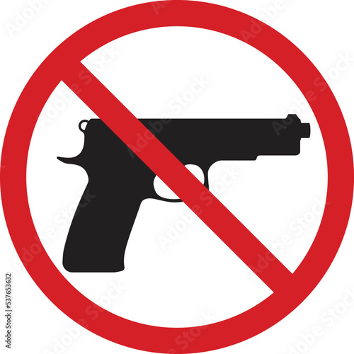 Prohibiting sign for gun. No gun sign.