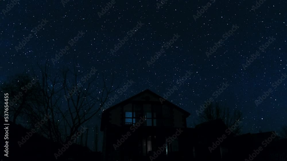 night sky with stars and houses timelapse 4k night sky with stars and houses timelapse 4k