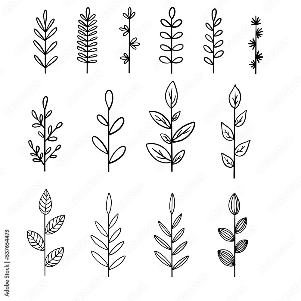 set of silhouettes of plants set of silhouettes of plants