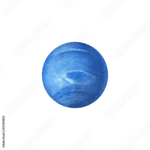 Watercolor neptune planet isolated on white background.