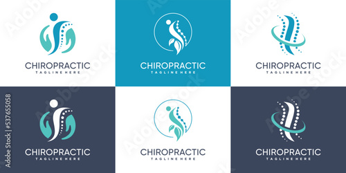 Chiropractic logo design collection for massage therapy with creative element Premium Vector