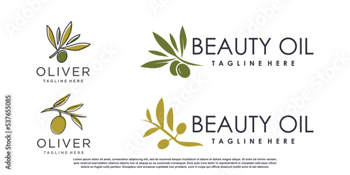 Olive oil logo design collection with creative unique concept Premium Vector