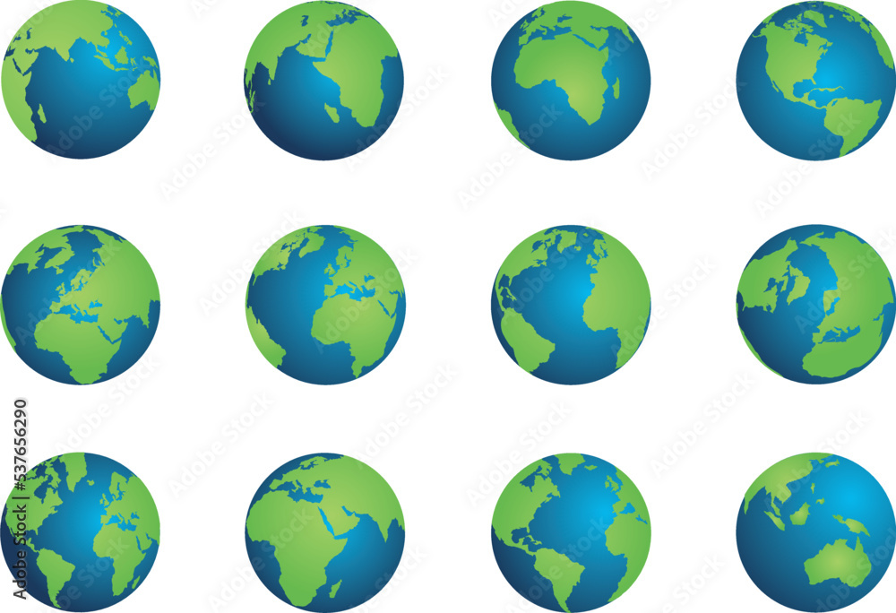 A collection of vector globes for artwork compositions and presentations.
