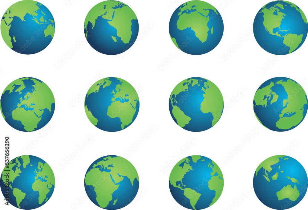A collection of vector globes for artwork compositions and presentations. A collection of vector globes for artwork compositions and presentations.