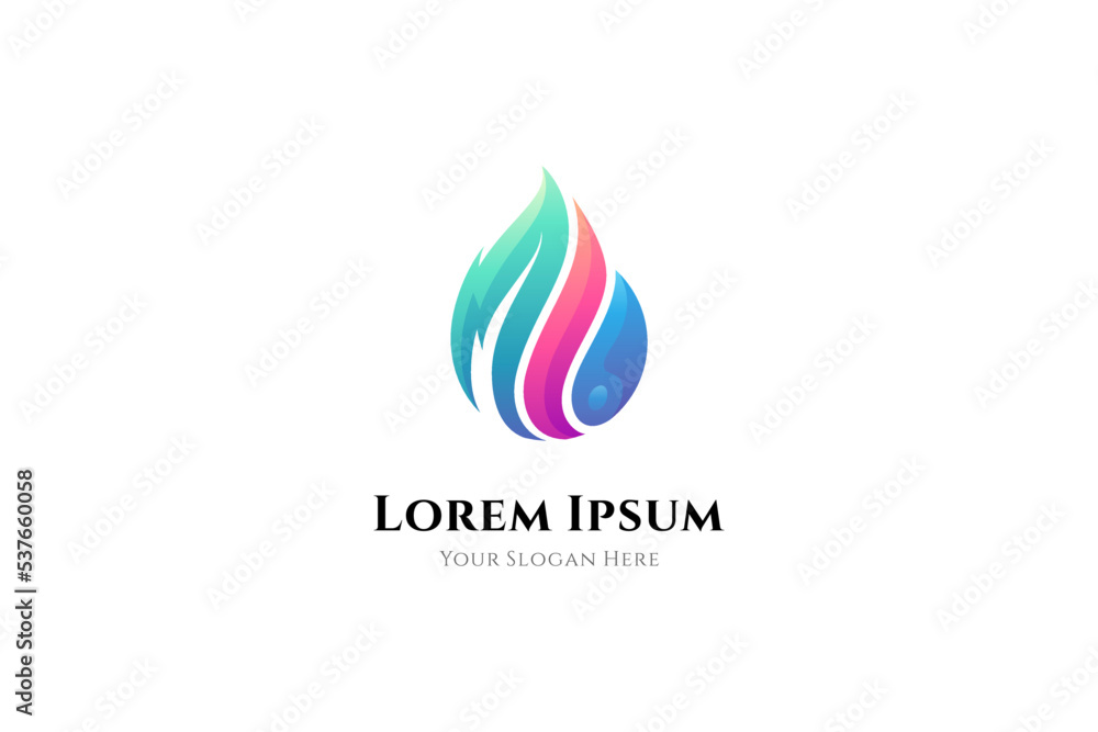 Nature logo combination with three elements of leaf, fire and water drop Nature logo combination with three elements of leaf, fire and water drop