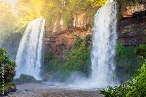 Iguazu Falls dramatic landscape  view from Argentina side  South America