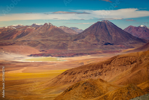 Atacama desert  volcanoes  Lake Lejia and arid landscape in Northern Chile