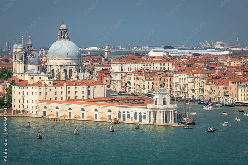 Grand canal from above San Giorgio Maggiore island and Grand canal, Venice