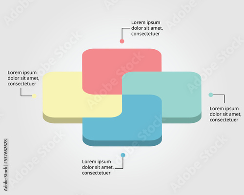 square chart template for infographic for presentation for 4 element
