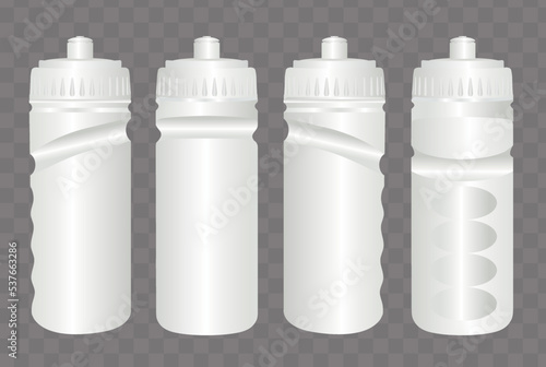 Realistic vector illustration of a plastic finger grip sports bottle. This can be used for logo mockups and product presentations.