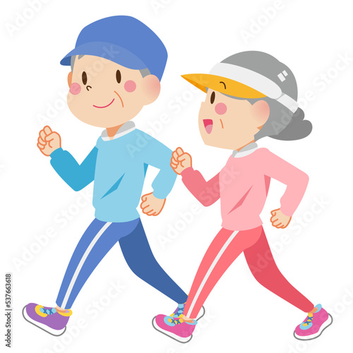 Elderly people walking for health