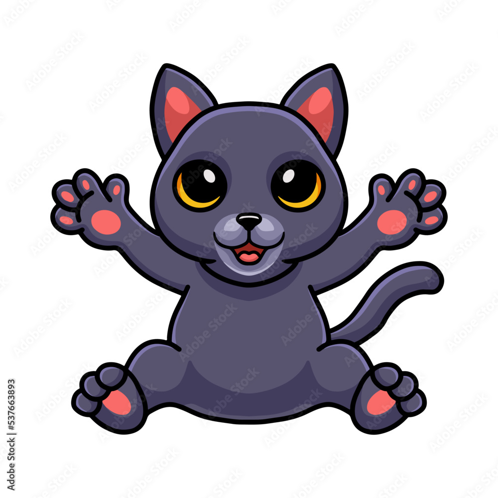 Naklejka premium Cute chartreux cat cartoon posing