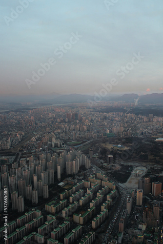 view from top of the cityscape of Seoul, South Korea 