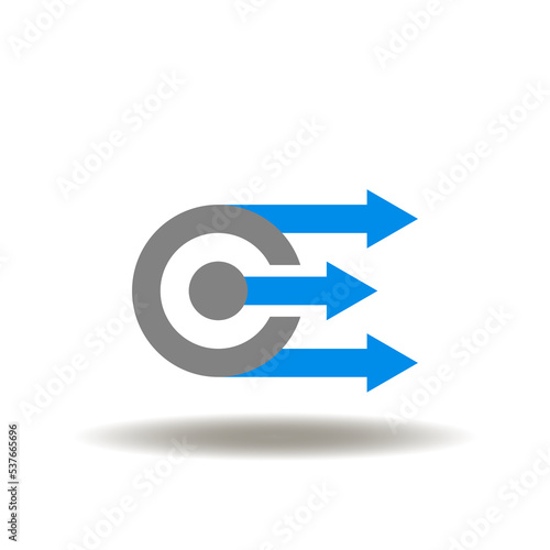 Vector illustration of circles and arrows rights direction. Icon of forward thinking. Symbol of forward movement strategy. Sign of progress.