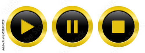 Play, pause and stop buttons