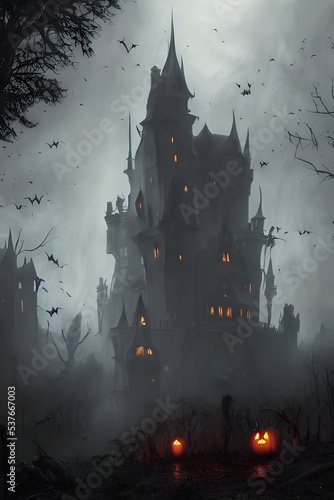 It's a dark and stormy night. You're walking along a winding path through the woods, when suddenly, you see a creepy castle looming in front of you. The windows are boarded up, and the doors are chain