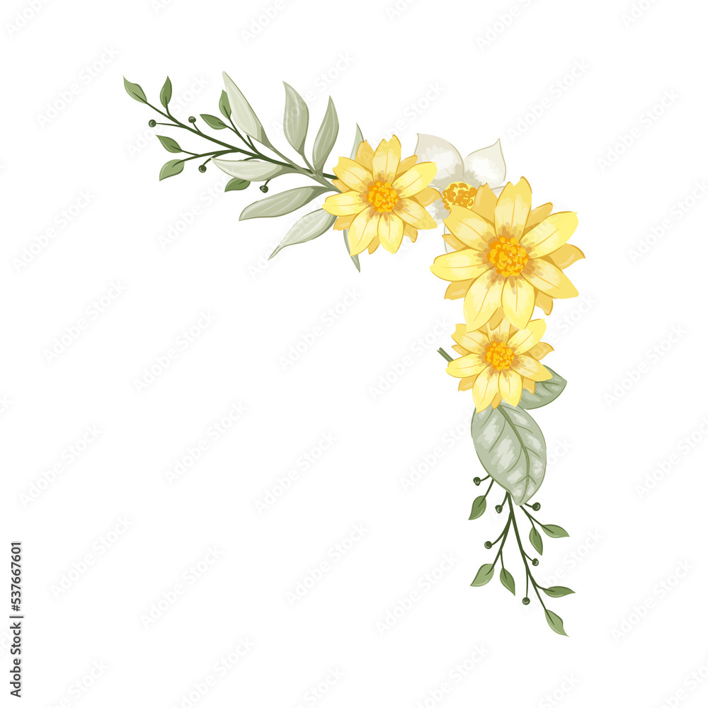 Yellow Watercolor Flower Arrangement Yellow Watercolor Flower Arrangement