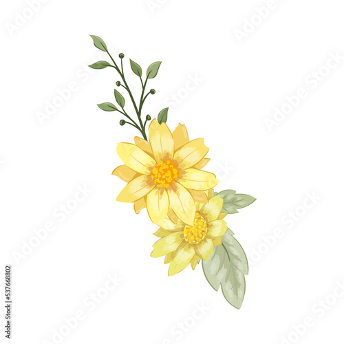 Yellow Watercolor Flower Arrangement