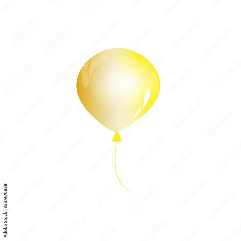 Illustration yellow balloon on transparent background.Object for decorate greeting card, wallpaper,web,gift wrap,Happy new year,Valentine, birth day,wedding and party.png.