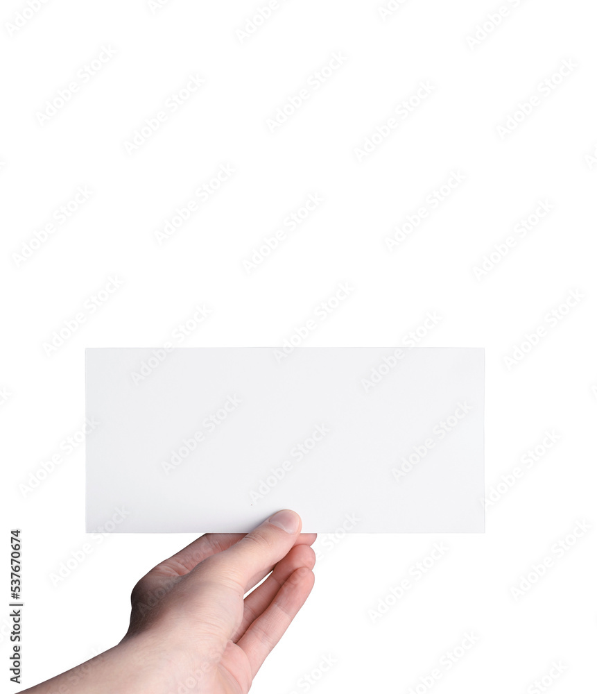 Obraz premium hand holding blank voucher card on transparent background 