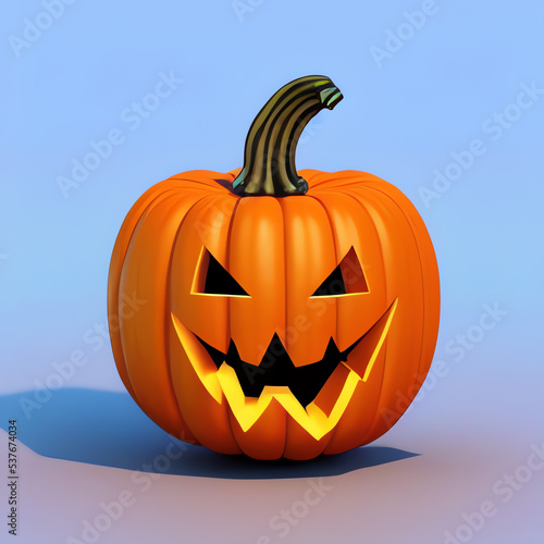 A spooky halloween pumpkin, simple background © GD