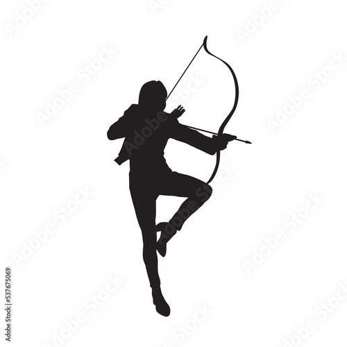 Female archer warrior vector silhouette