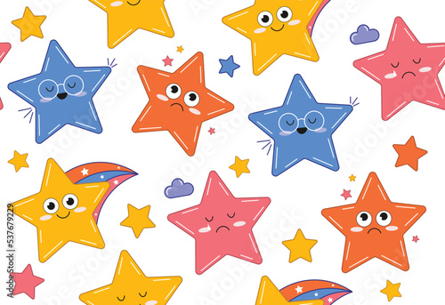 Cute stars seamless pattern