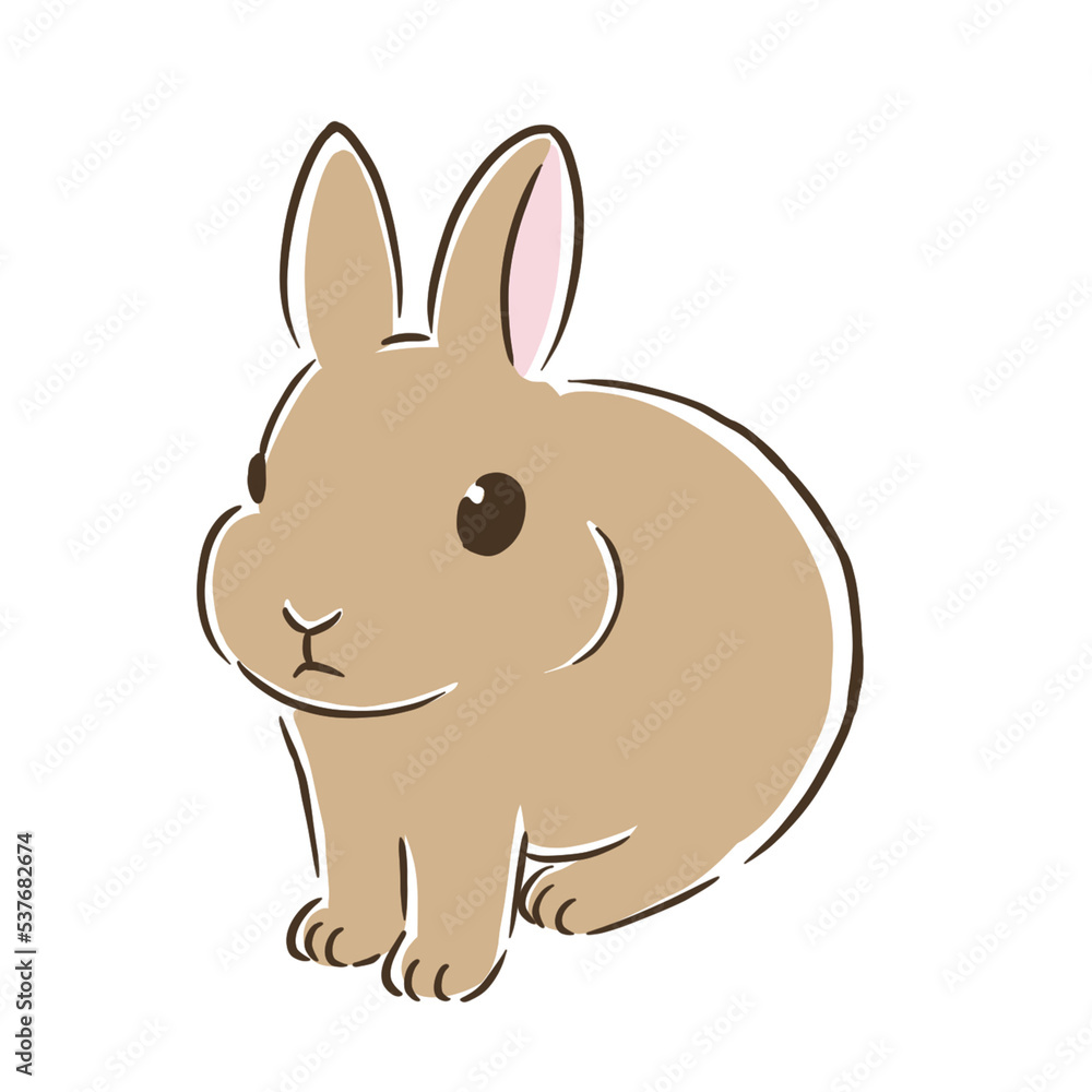 Fototapeta premium 茶色いうさぎのシンプルなイラスト