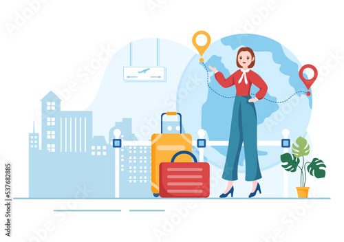 Immigration Template Hand Drawn Cartoon Flat Illustration of Document with Visa and Passport for Moving to Another Country