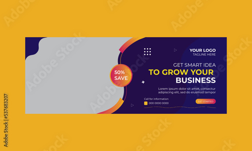 Digital marketing agency facebook cover photo design with creative shape or web banner for digital marketing business