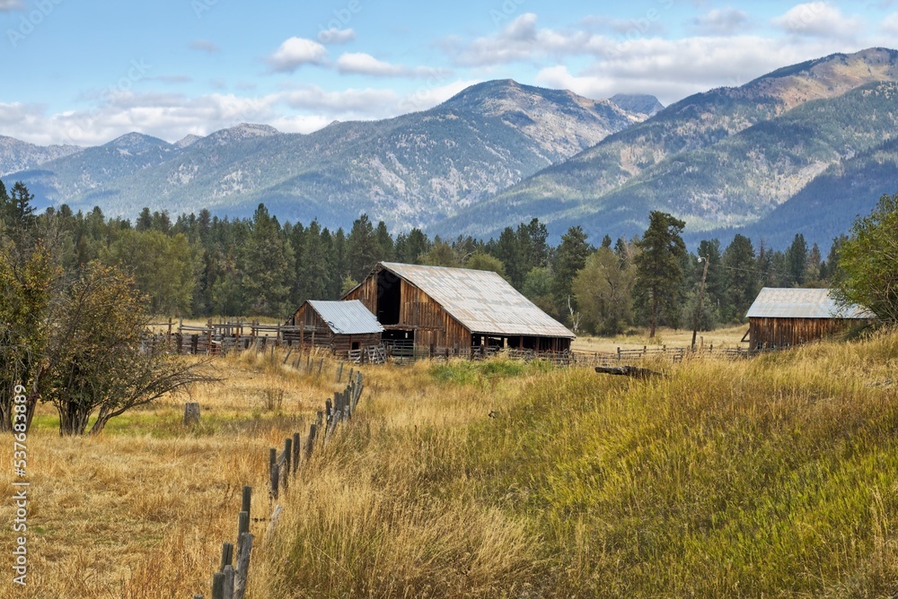 Scenic of old barn in western Montana.