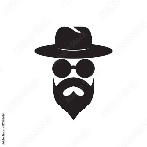 detective with moustache simple icon illustration