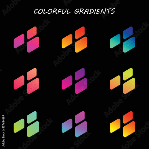Gradients combinations. Color Ideas vector .