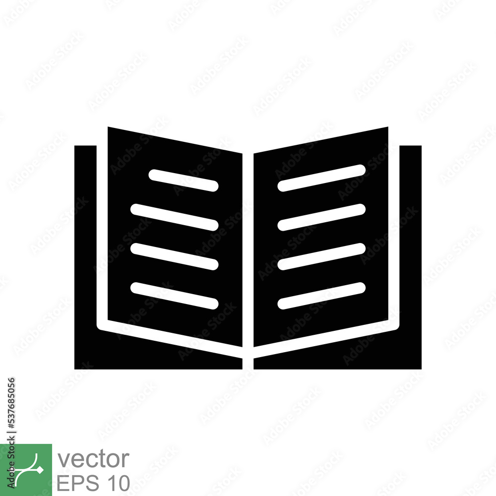 Book icon. Simple solid style. Textbook reading, open book, school, education, magazine, library, university, learning concept. glyph vector illustration isolated on white background. EPS 10. Book icon. Simple solid style. Textbook reading, open book, school, education, magazine, library, university, learning concept. glyph vector illustration isolated on white background. EPS 10.