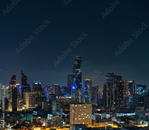building at night in Bangkok city  Thailand..