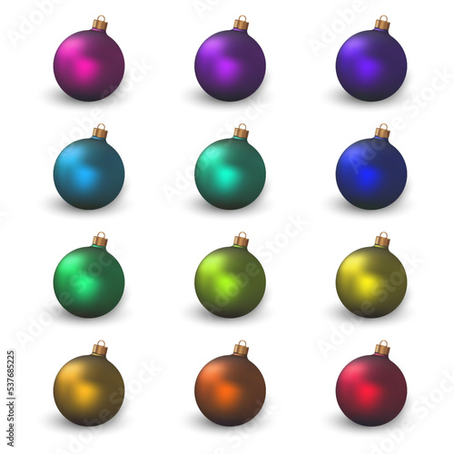 Set vector illustration christmas ball. isolated realistic decorations
