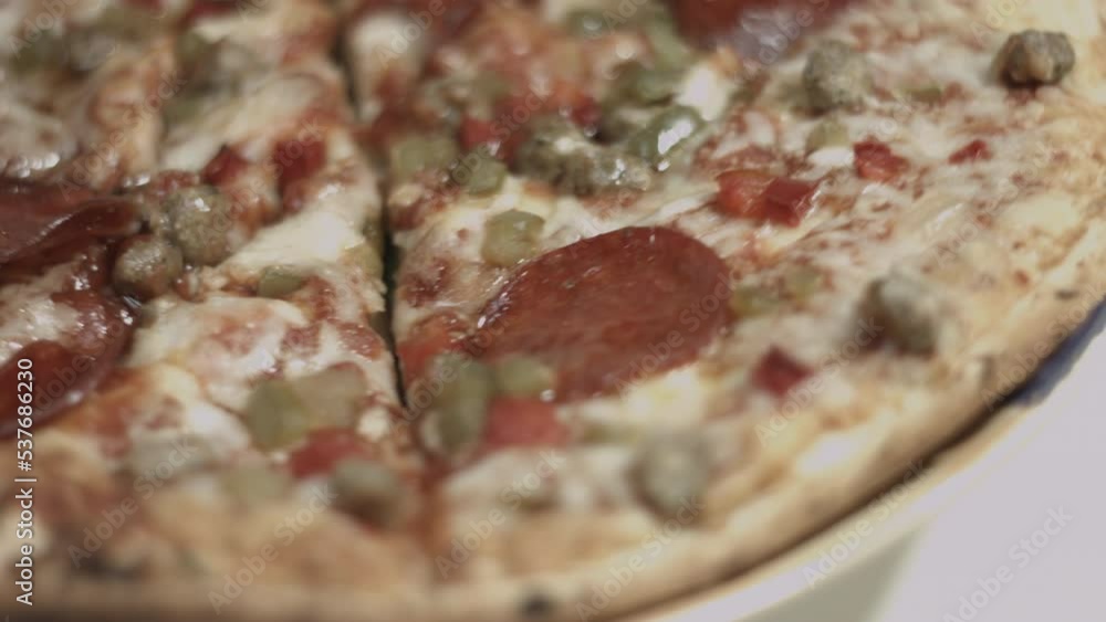 Freshly Cooked Pizza Slowly Rotates 4K Freshly Cooked Pizza Slowly Rotates 4K