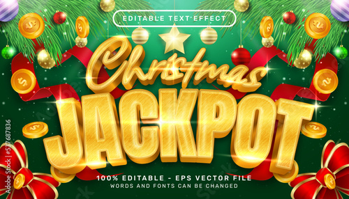 christmas jackpot 3d text effect and editable text effect with christmas background	