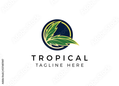 Tropical Leaf Logo Design Template. 