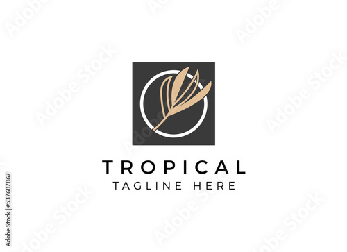 Tropical Leaf Logo Design Template. 