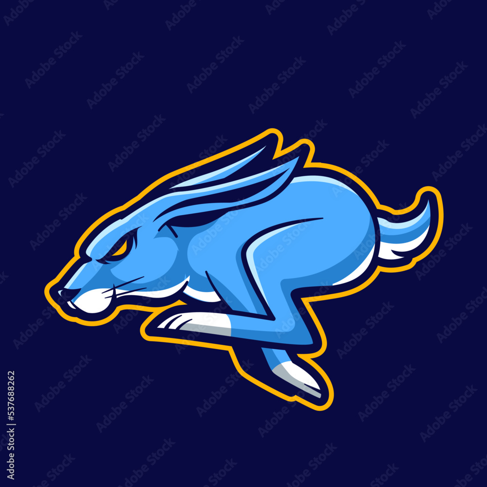 Fototapeta premium bunnies run mascot logo gaming illustration
