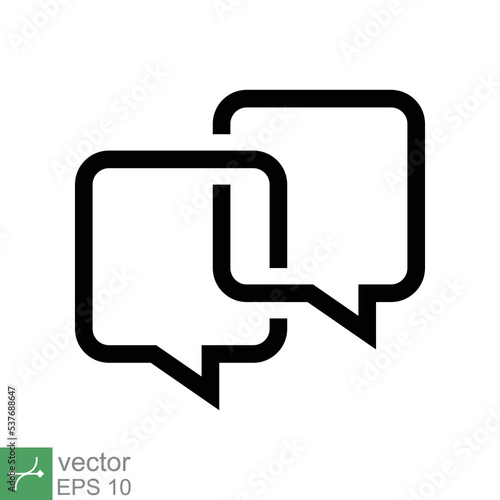 Bubble speech icon. Simple outline style. Communicate, cloud, ballon, bubble, conversation, dialogue, communication concept. Line vector illustration isolated on white background. EPS 10.