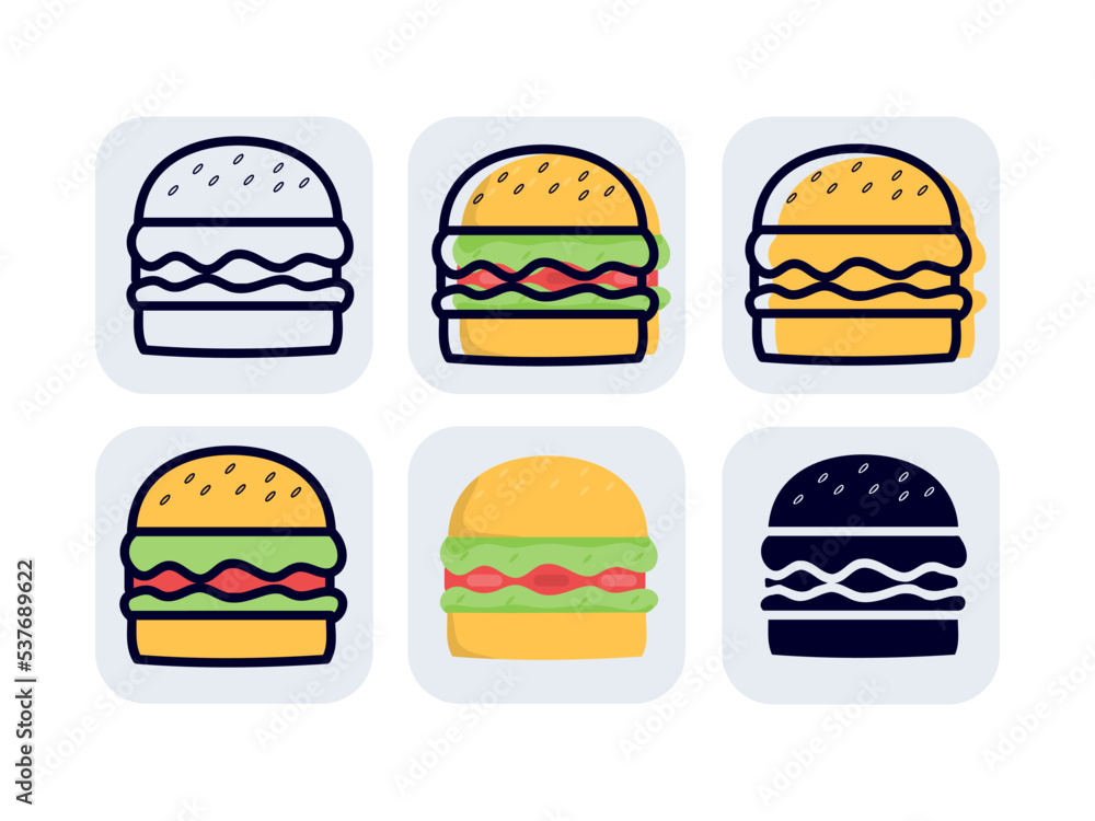 Burger food icon vector with different style Burger food icon vector with different style