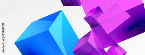 3d cubes vector abstract background. Composition of 3d square shaped basic geometric elements. Trendy techno business template for wallpaper, banner, background or landing