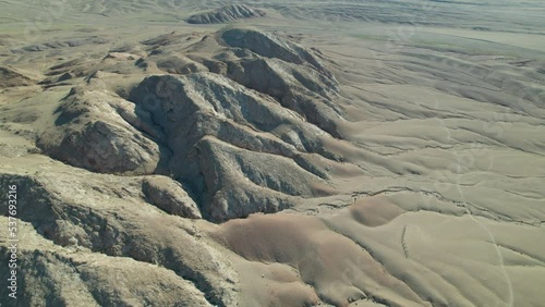 Mongolian landscape from a bird's eye view.