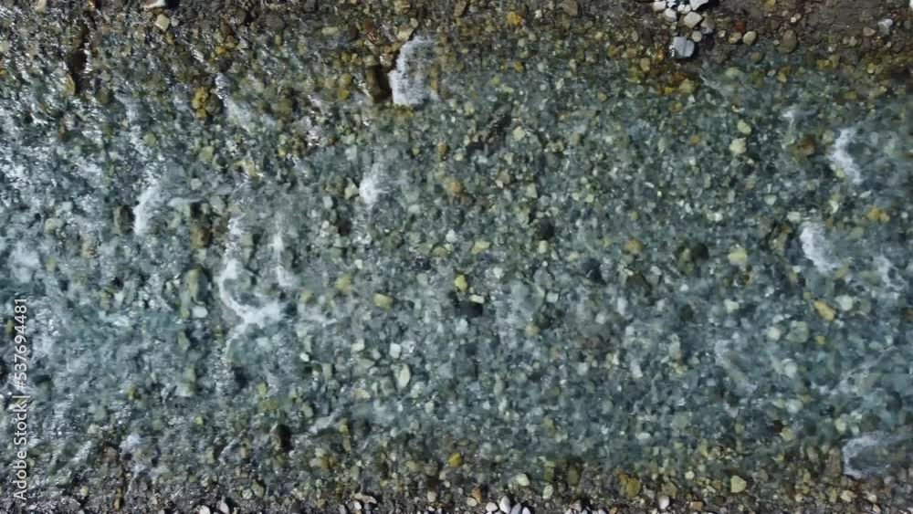Drone shot of the water flow in the mountains moving opposite the water flow Drone shot of the water flow in the mountains moving opposite the water flow