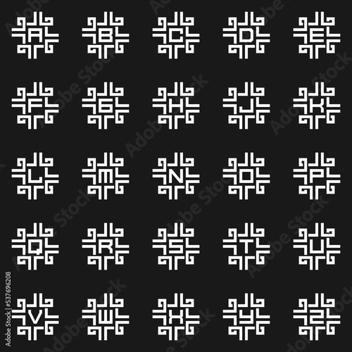Initial alphabet A to Z mandala set vector design template