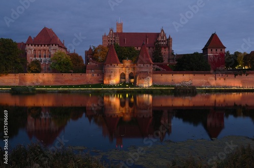 malbork castle by night landscape 